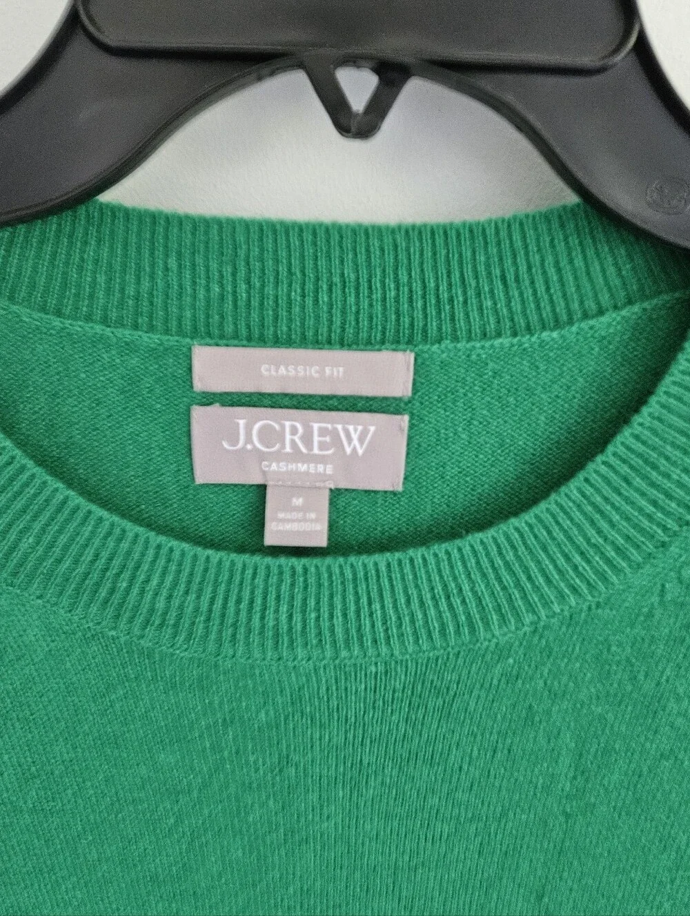 J Crew Cashmere Classic Fit Green Crewneck Sweater